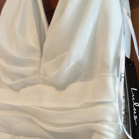 NWT Lulus White Chiffon Full Length Gown Dress Bridal Special Occasion Dress - Picture 2 of 2